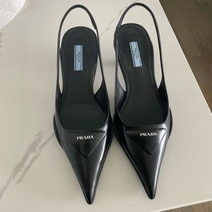 Prada leather logo slingback pump